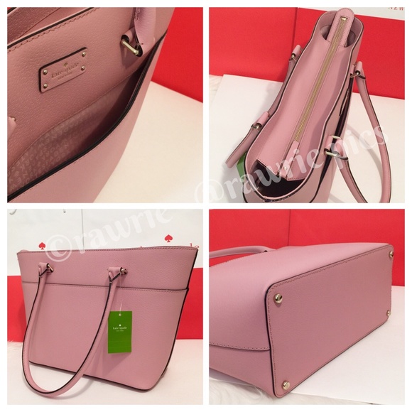 New Kate Spade Pink Leather Structured Zip Tote - Picture 3 of 4